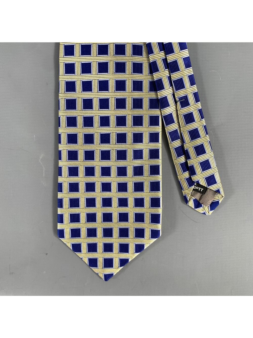 ROBERT TALBOTT Navy Cream Geometric Silk Tie